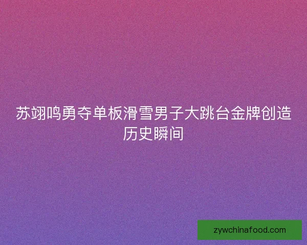 苏翊鸣勇夺单板滑雪男子大跳台金牌创造历史瞬间