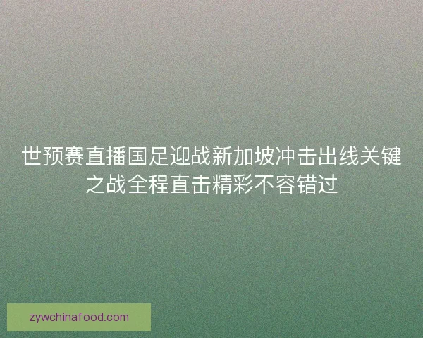 世预赛直播国足迎战新加坡冲击出线关键之战全程直击精彩不容错过