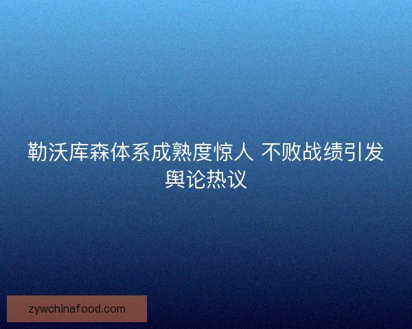 勒沃库森体系成熟度惊人 不败战绩引发舆论热议