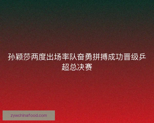 孙颖莎两度出场率队奋勇拼搏成功晋级乒超总决赛
