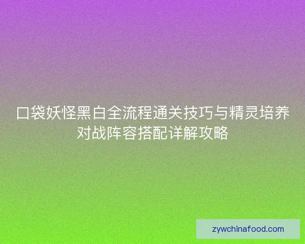 口袋妖怪黑白全流程通关技巧与精灵培养对战阵容搭配详解攻略